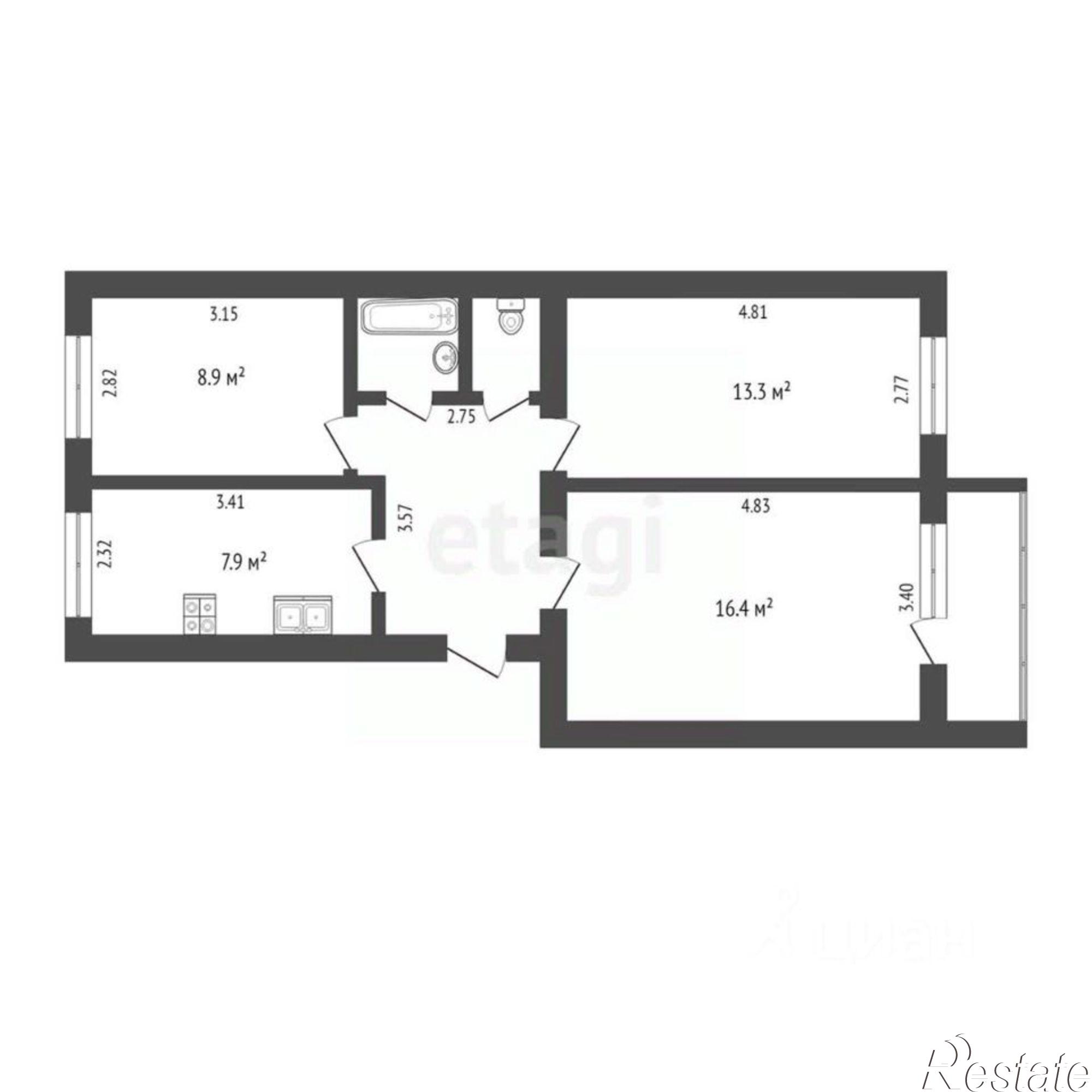 Купить квартиру за 4 800 000 рублей на городской округ Тюмень