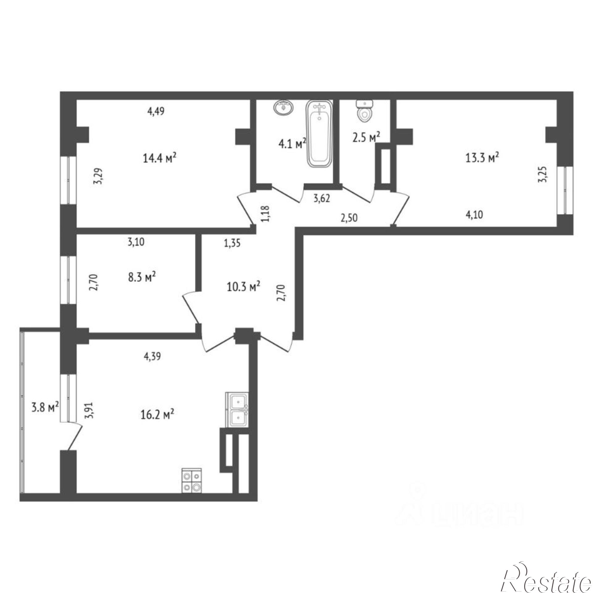 Купить квартиру за 9 200 000 рублей на ул Николая Никитина, д 12