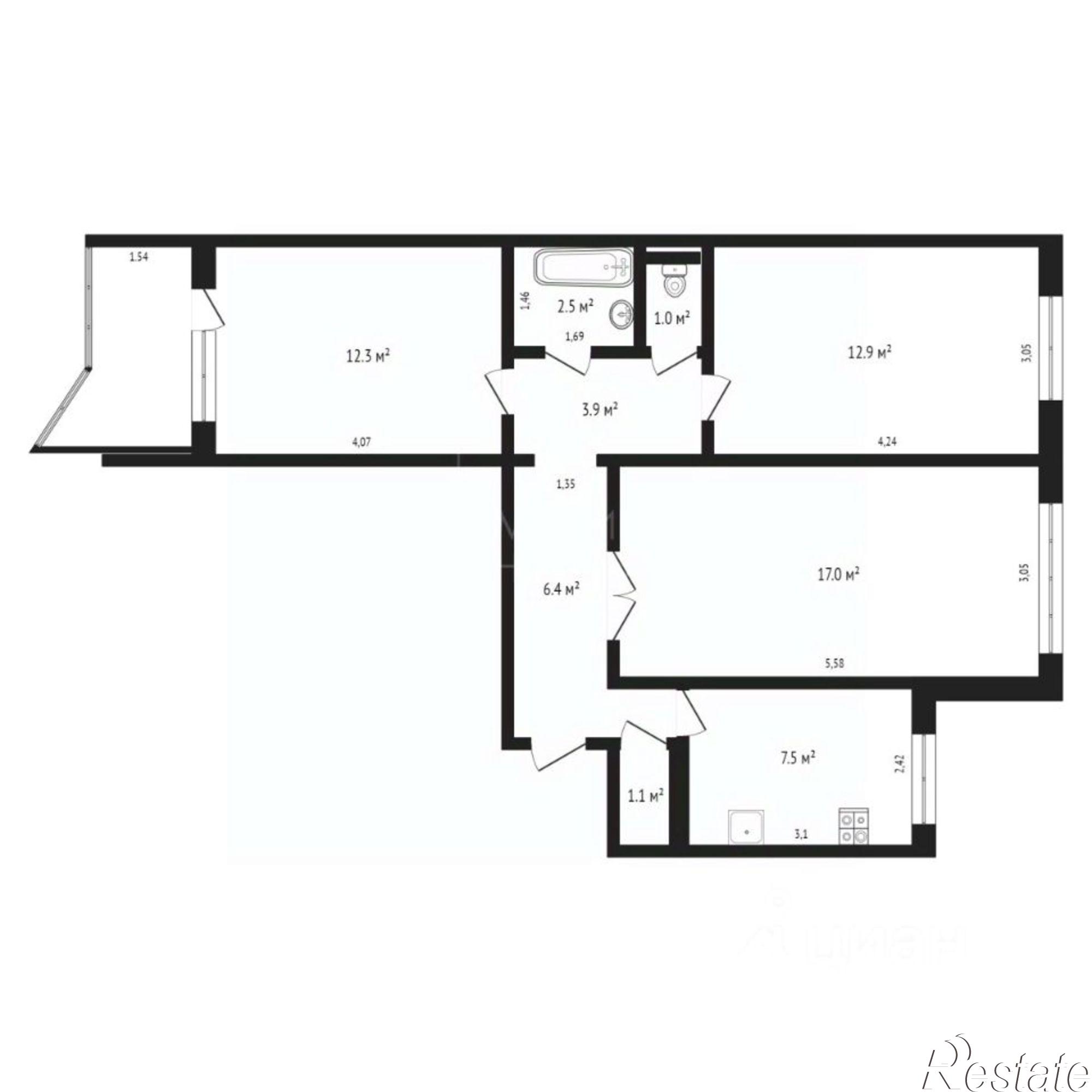 Купить квартиру за 5 500 000 рублей на ул Пермякова, д 25