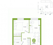 2-комн, 36 кв м, этаж 3/5 улица Свободы, 238