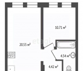 1-комн, 40кв м, этаж 12/23 улица Пожарных и спасателей, 16