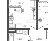 1-комн, 34кв м, этаж 7/17 Тихий проезд, 4