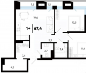 2-комн, 67 кв м, этаж 3/5 улица Судостроителей
