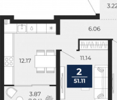 2-комн, 51 кв м, этаж 10/22 ул Камчатская, 142