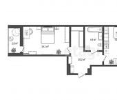 1-комн, 45кв м, этаж 4/7 улица Павла Никольского, 8