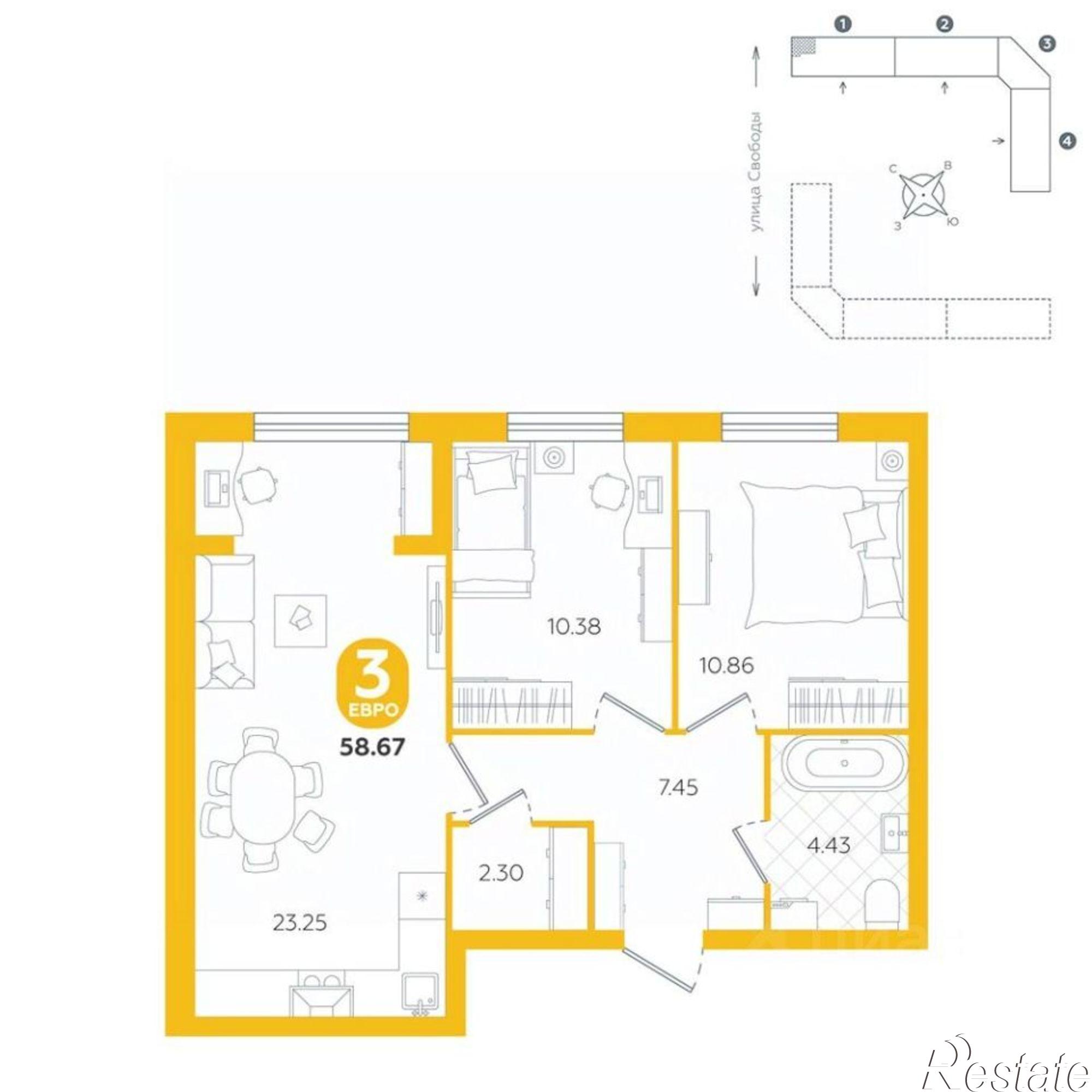 Купить квартиру за 5 490 000 рублей на улица Свободы, 238