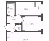 2-комн, 67кв м, этаж 2/9 улица Братьев Бондаревых, 1