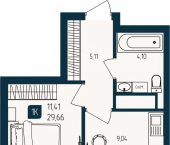 1-комн, 29 кв м, этаж 16/25 микрорайон Мыс, улица Кулибина