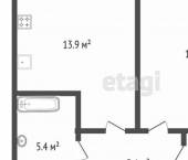 1-комн, 41кв м, этаж 8/8 Новгородская улица, 14