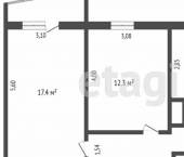 2-комн, 55кв м, этаж 6/9 улица Республики, 219