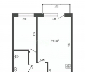 1-комн, 35кв м, этаж 5/5 ул Лиственная, 19