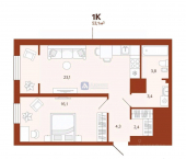 1-комн, 53 кв м, этаж 5/14 Тюмень городской округ, Тюмень