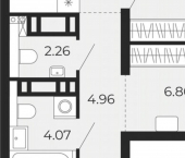 2-комн, 60 кв м, этаж 5/22 ул Камчатская, 142