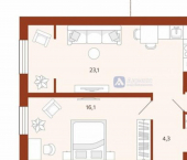 1-комн, 53 кв м, этаж 14/14 улица Новаторов, 30