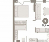 1-комн, 39кв м, этаж 8/16 улица Андрея Кореневского, 3 к1