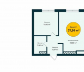 1-комн, 38кв м, этаж 7/23 ул Домостроителей, 2