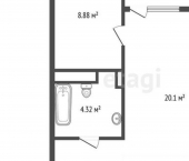 1-комн, 43кв м, этаж 17/17 Воронинская улица, 47