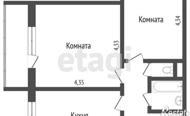2-комн квартира Тобольск, микрорайон Центральный, 22