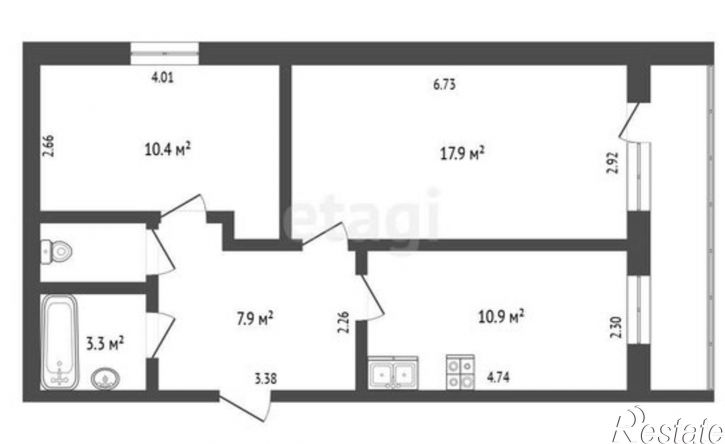 2-комн квартира ул Октябрьская, 39,  д. 39