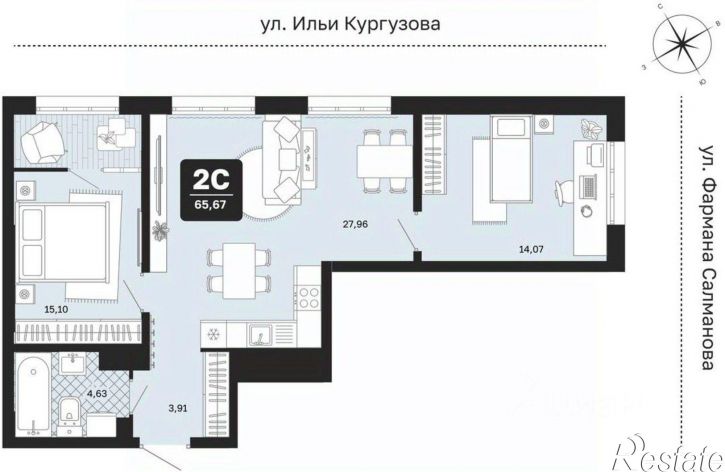 2-комн квартира в новом доме ул Закалужская, 21/1,  д. 21/1