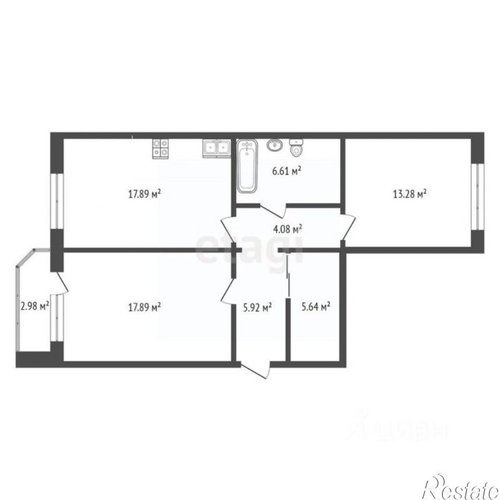 2-комн квартира ул Александра Пушкина, 1,  д. 1