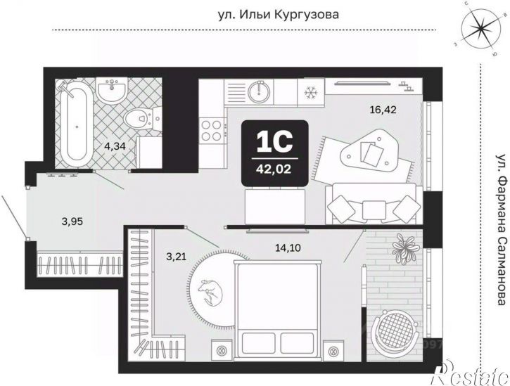 1-комн квартира в новом доме ул Закалужская, 21/1,  д. 21/1