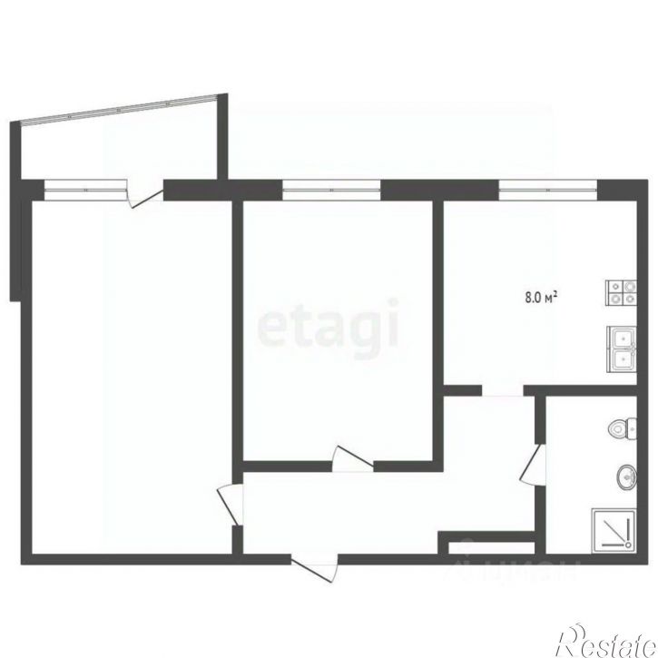 2-комн квартира ул Строителей, 1,  д. 1