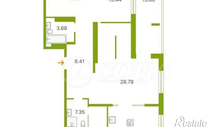 1-комн квартира Тобольск, территория Зона ВУЗов, 7