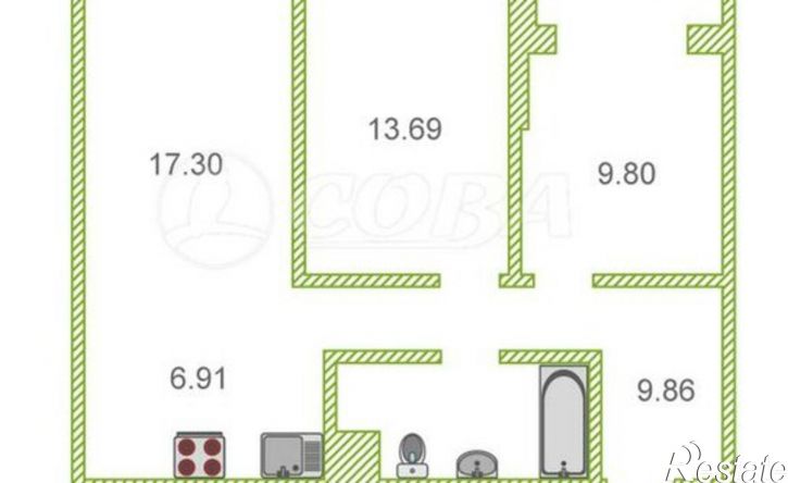 2-комн квартира Тюмень, улица Газовиков, 73
