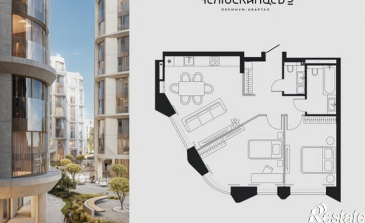 2-комн квартира в новом доме Тюмень, ЖК Челюскинцев 5