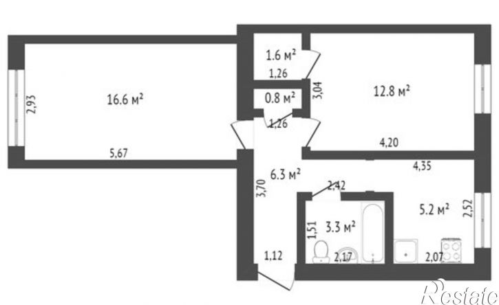 2-комн квартира Тобольск, микрорайон Иртышский, 2