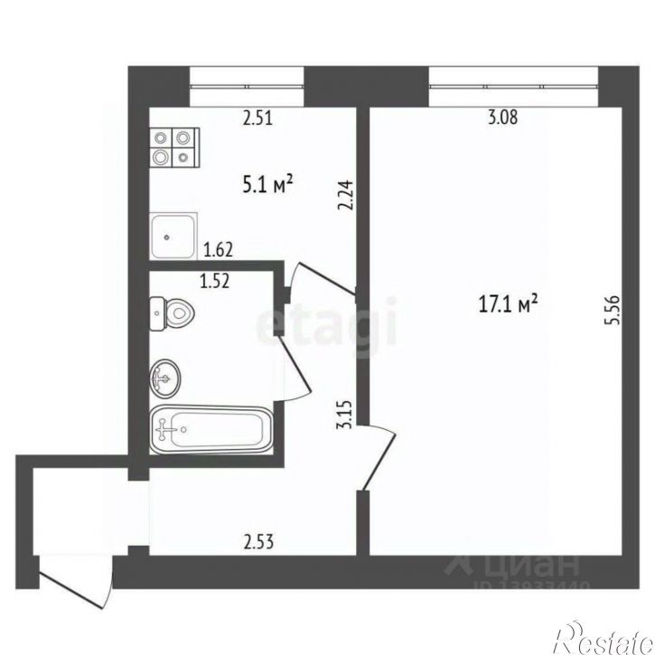1-комн квартира ул Студенческая, 5,  д. 5